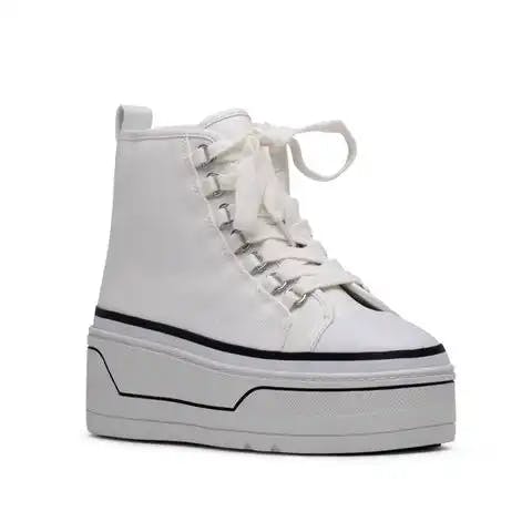 Eyekonn Platform Sneaker - White/White Canvas