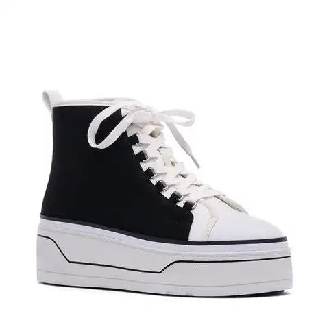 Eyekonn Platform Sneaker - Black/White Canvas